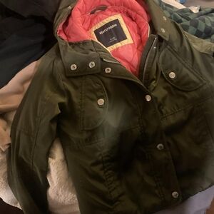 Abercrombie Green Jacket with Pink Lining